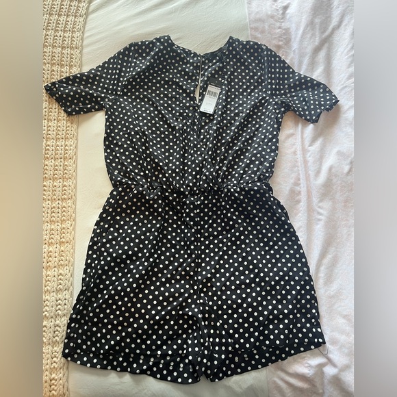 BCBGMaxAzria Black and White Polka Dot Romper - Picture 1 of 2